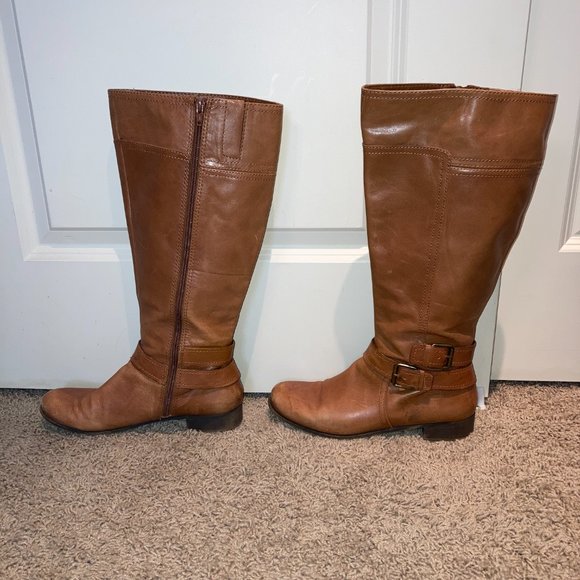 Nine West Vashizaw caramel brown leather knee-high boots - Picture 3 of 7